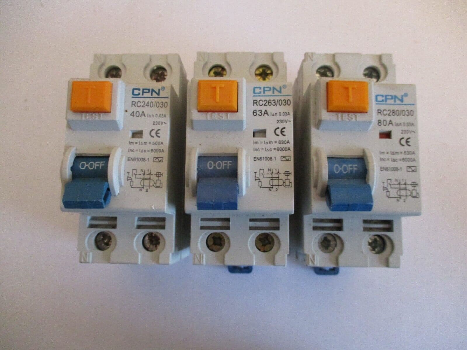 Rc240 CPN 40 RC240/030 63 RC263/030 80 RC280/030 AMP 30mA DOUBLE POLE RCDS