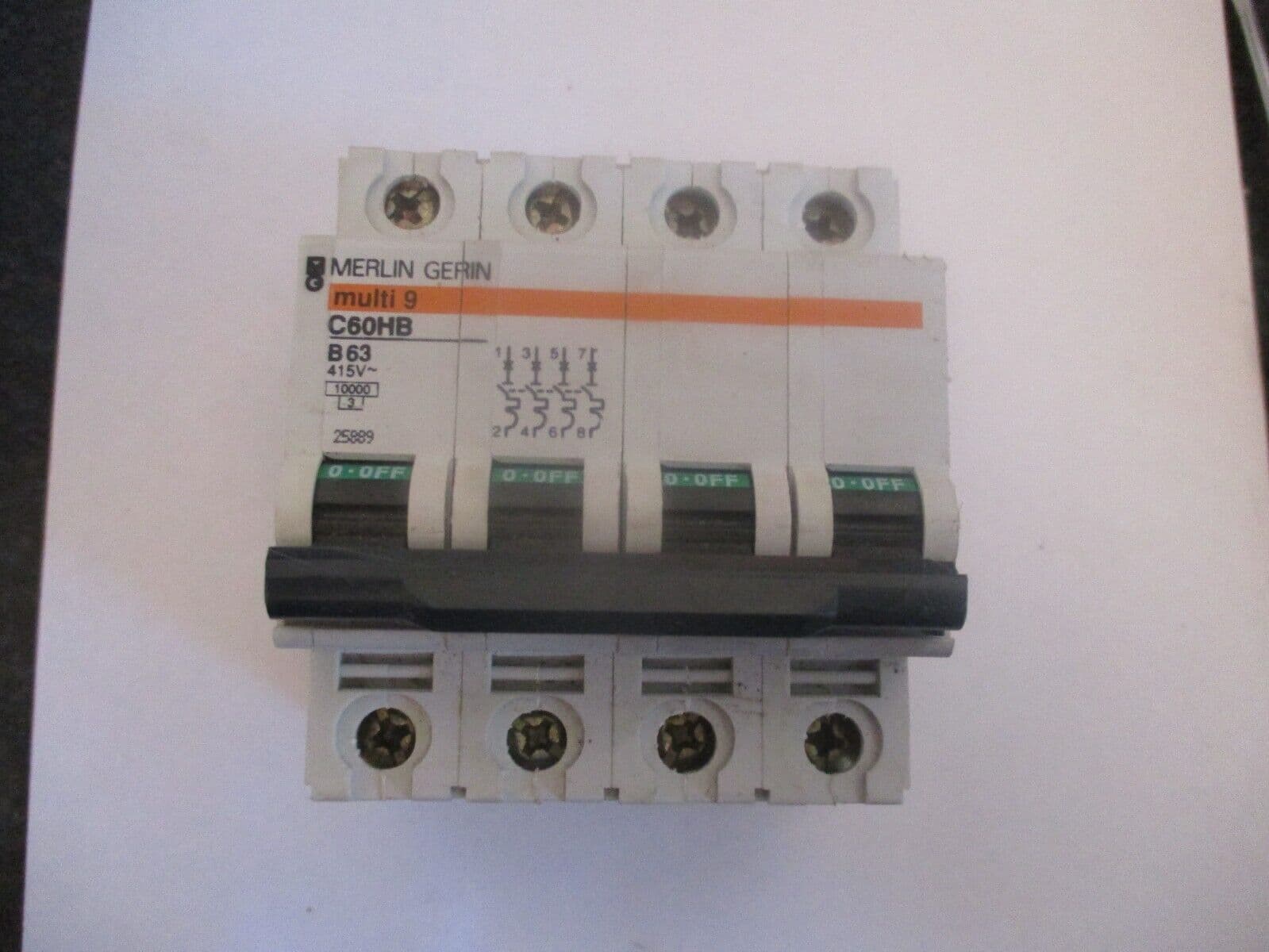Merlin Amp MERLIN GERIN C60HB B32 32 AMP 10KA 25889 FOUR POLE MCB CIRCUIT BREAKER