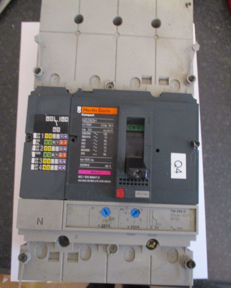 Merlin Amp MERLIN GERIN NS250H TM 250 D 250 AMP ADJUSTABLE MCCB INC NEUTRAL ...